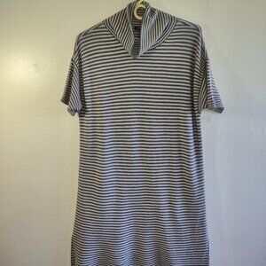 Eileen Fisher Merino Wool Dress Striped Lagenlook Boho Chic Women's Small